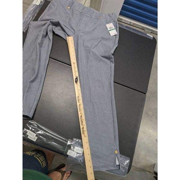 Michael Kors Basic True Navy Stretch Pants Checkered Skinny Women's Large - Picture 10 of 10